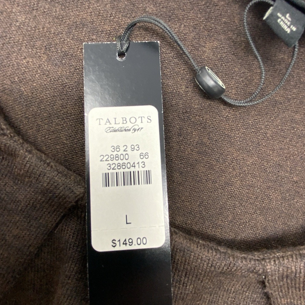 Talbots Merino Wool Blend Sweater Dress Size‎ Large Brown Black Knee Length NWT - Picture 5 of 7